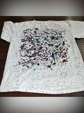 Vintage 90s Abstract Floral Paint Splattered TShirt One Size Fits All